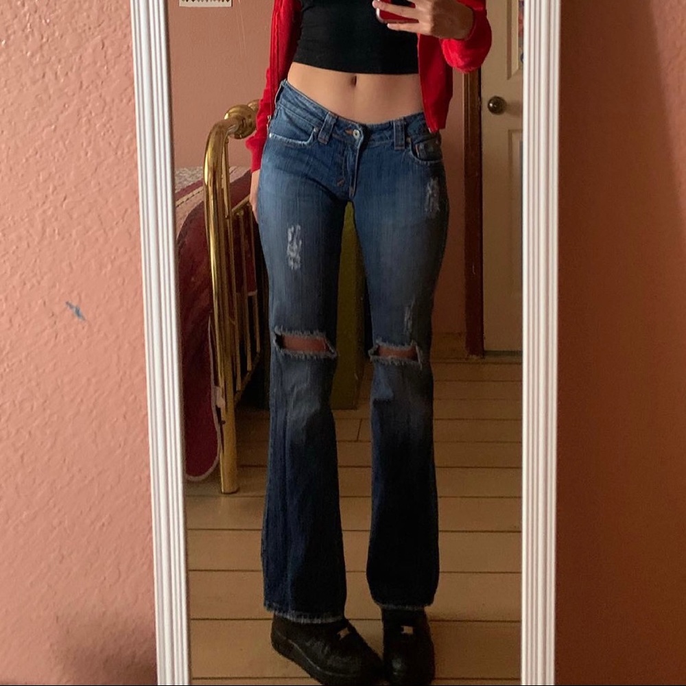 Vintage Distressed Flared Jeans